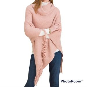 CHICO’S Cozy Cowlneck Poncho Mellow Rose